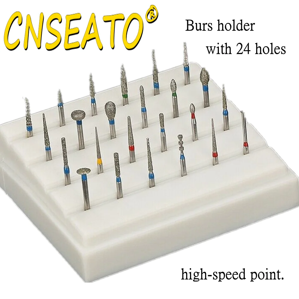 24Pc Dental Diamond Burs Drill Holder Stand Block FG High Speed Dentistry Polishing Bit Grit Disinfection Box Dentist Tool 1.6mm - купить по