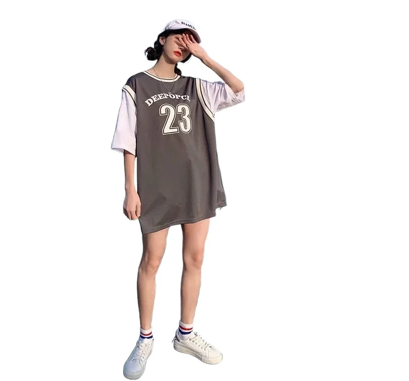 

Summer Couple Wear 2021 New Ins Fake Two Pieces Short Sleeve T-shirt