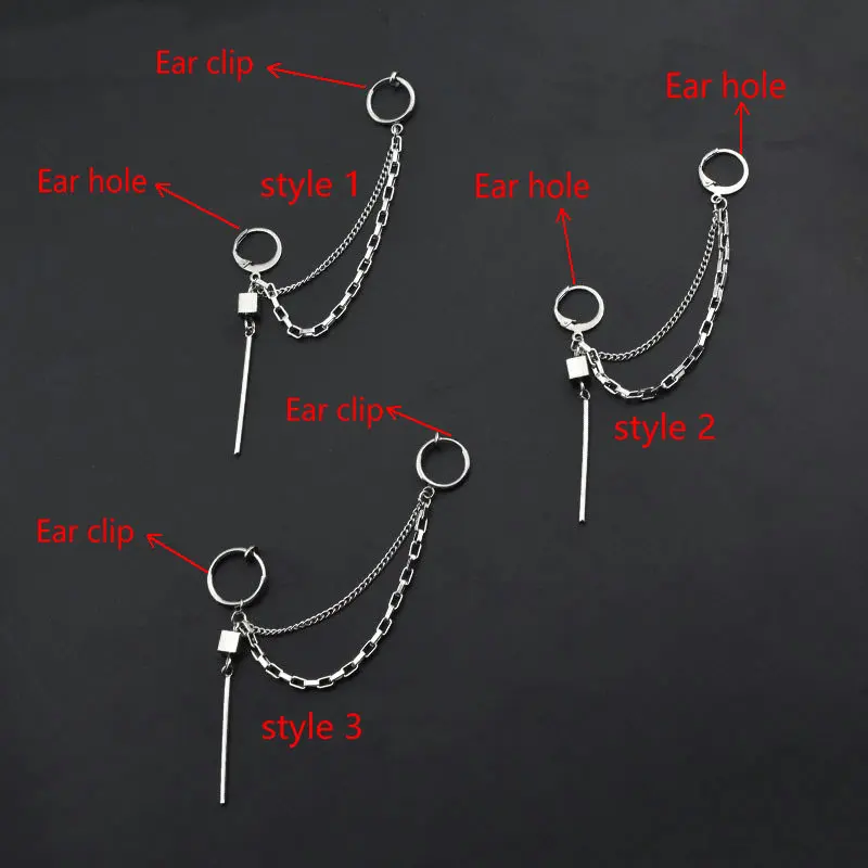 

2020 Kpop Punk Stainless Steel Chain Earring Irregular Hip Hop Rock Street Style Jewelry Men Women Personality Simple Ear Clip