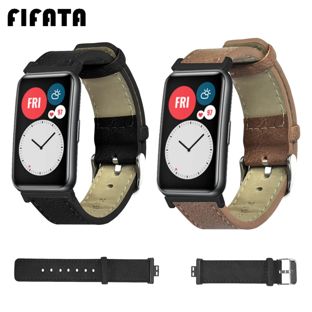

FIFATA Leather Strap For Huawei Watch Fit Watchband Wrist Strap For Huawei Fit Bracelet Correa Replacement Wristband Accessories