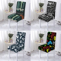 game console style chair case elastic cover for chairs english letters pattern spandex chair slipcover dining home chairs covers