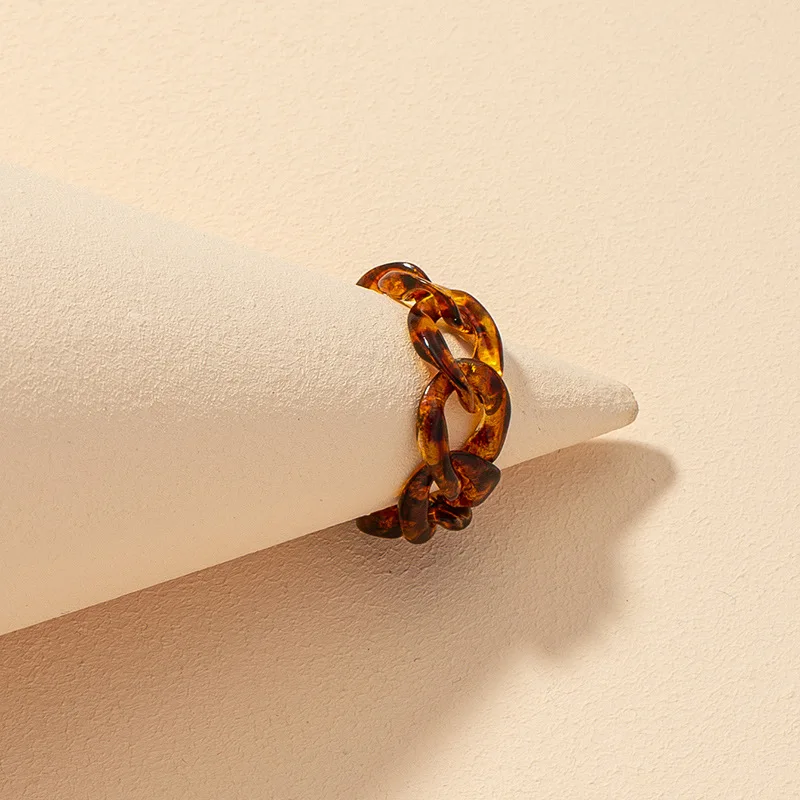 

Colorful Transparent Acrylic Resin Chain Rings Vintage Geometric Ring Jewelry Hollow Irregular Ring for Women Girl Gift