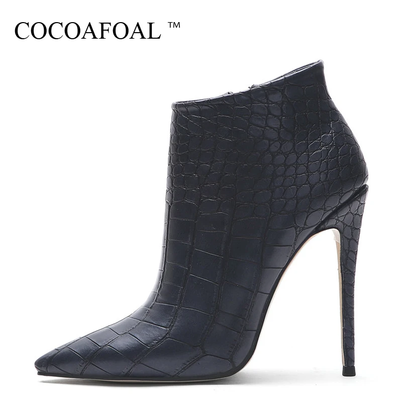 COCOAFOAL/осень зима женские ботинки Челси на каблуке пикантные туфли с острым носком