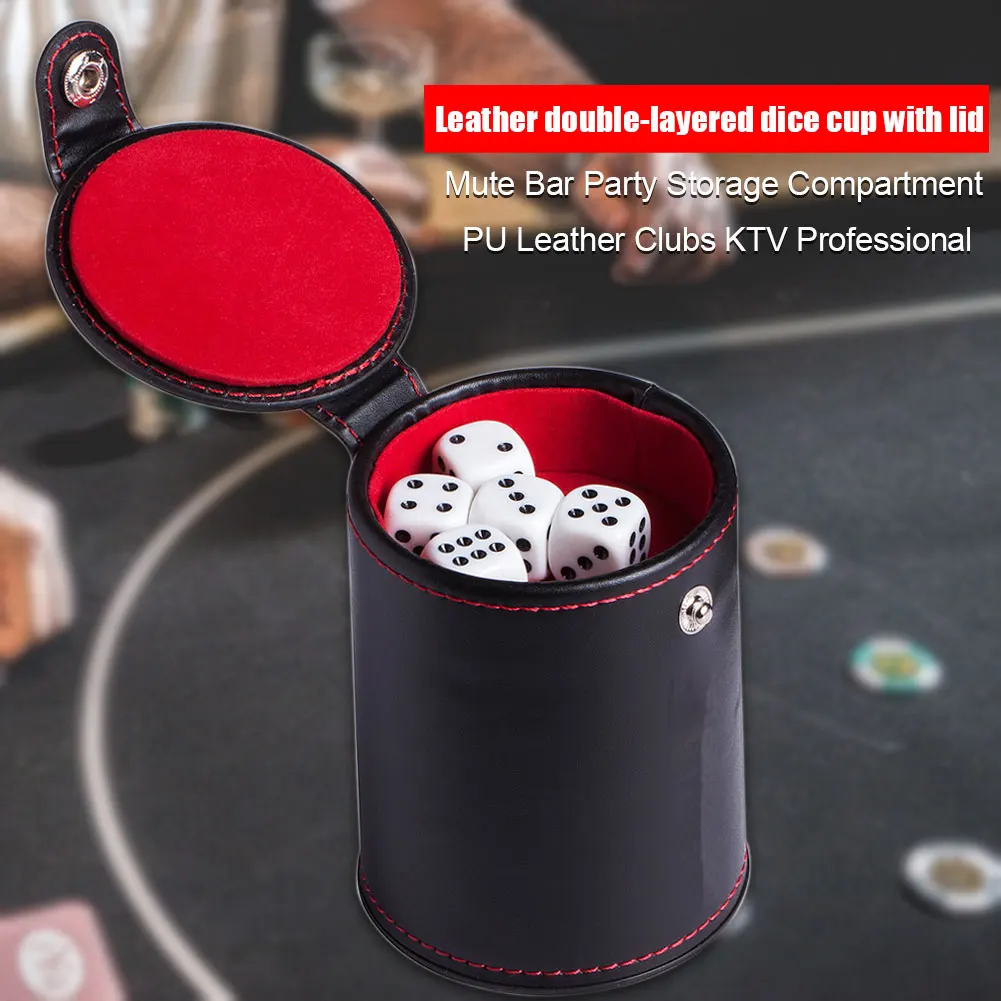 

Gambling Lined Mute Game Supplies Clubs Professional PU Leather Shaker Bar Party Casino Dice Cup Storage Compartment KTV