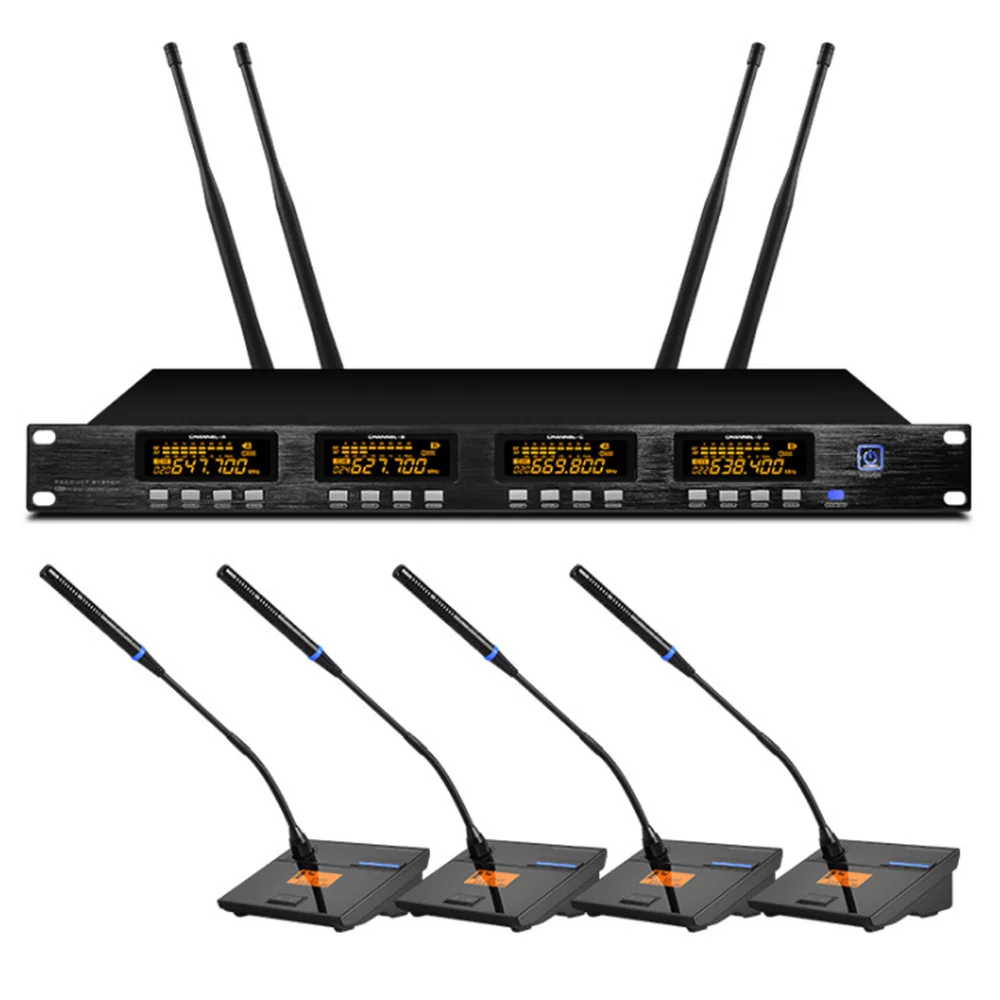 Четырехканальный беспроводной Конференц-микрофон Система профессиональный