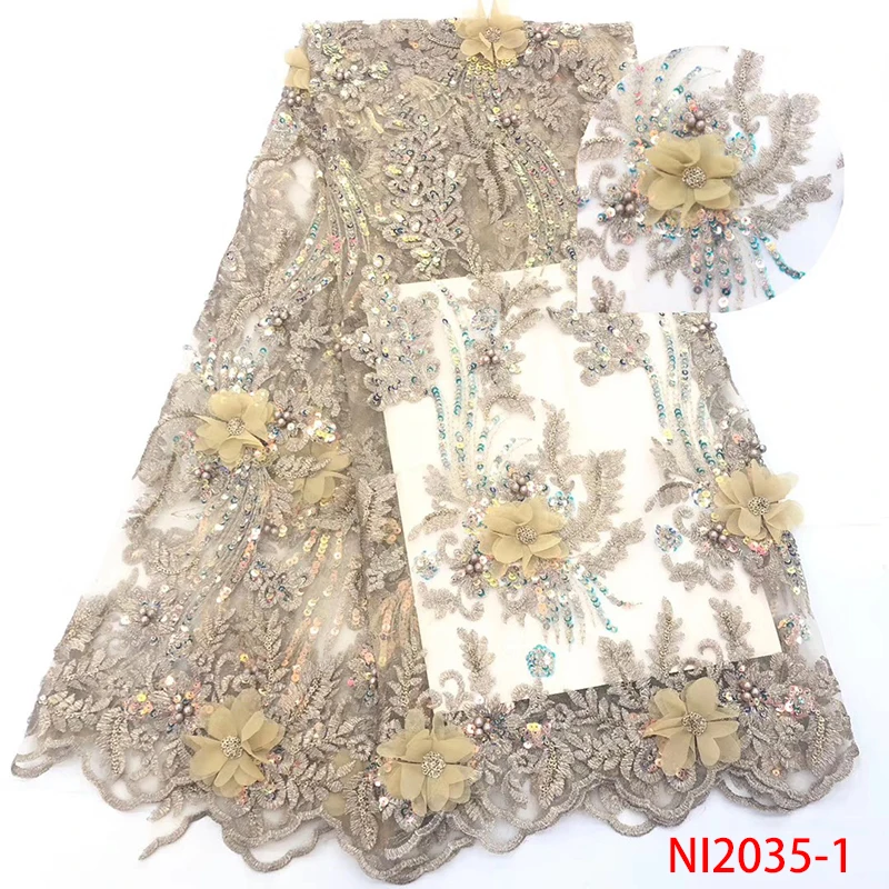 

African lace fabric 2019 High Quality lace Luxury French sequin lace fabric 3D flower tulle Net Laces for Party Dresses KSNI2035
