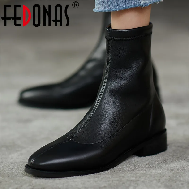 FEDONAS/Новинка 2021 года Женские ботинки из натуральной кожи в стиле ретро