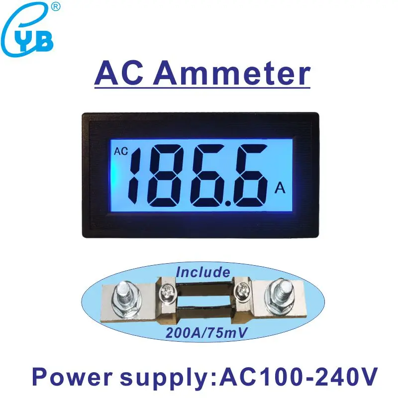 AC 200A 75мВ амперметр с шунтом ЖК цифровой измеритель тока ампер Панель