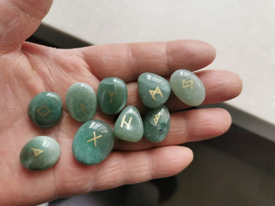 Натуральный Руна камни комплект ювелирных изделий полированный гравированный