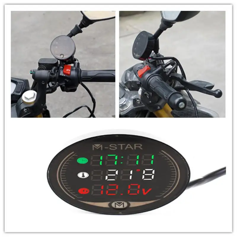 Универсальный Температурное напряжение 3 в 1 мотоциклетный Спидометр вольтметр
