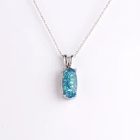 new style classic oval mysterious ocean blue zinc alloy pendant necklaces for women engagement banquet party jewelry gifts