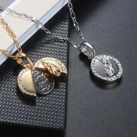 women necklaces round openable leaf pattern tag necklaces couple necklace fashion simple jewelry give girlfriend birthday gift