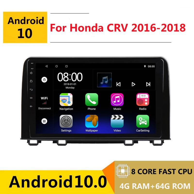 

8 Core android 10 car DVD Multimedia Player GPS for Honda CRV CR-V 5 RT RW 2016 2017 2018 radio auto stereonavigation