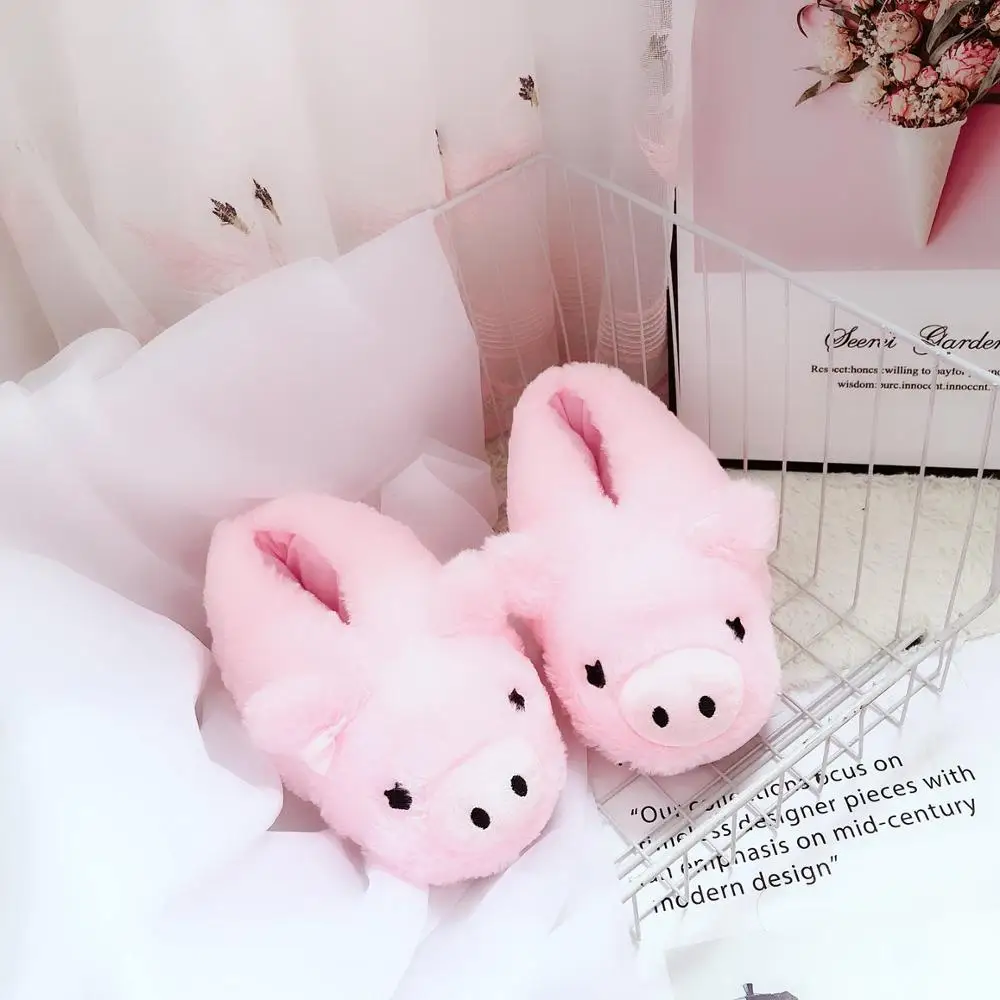 

Pink pig slipper comfort code couple Pack heel pink pig slippers ins style cute pig cotton slippers couple home shoes