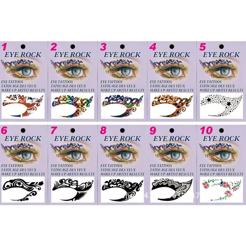 

New Exclusive 11 styles party makeup Eye rock Face Tattoo Waterproof disposable eye shadow sticker performance party tattoo