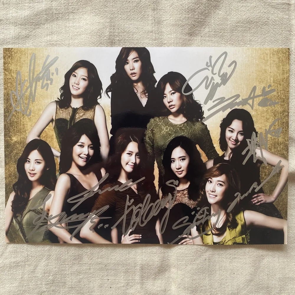 Ручная подпись SNSD с автографом групповая фотография 9 дюймов K-pop редкий 112020B | Дом