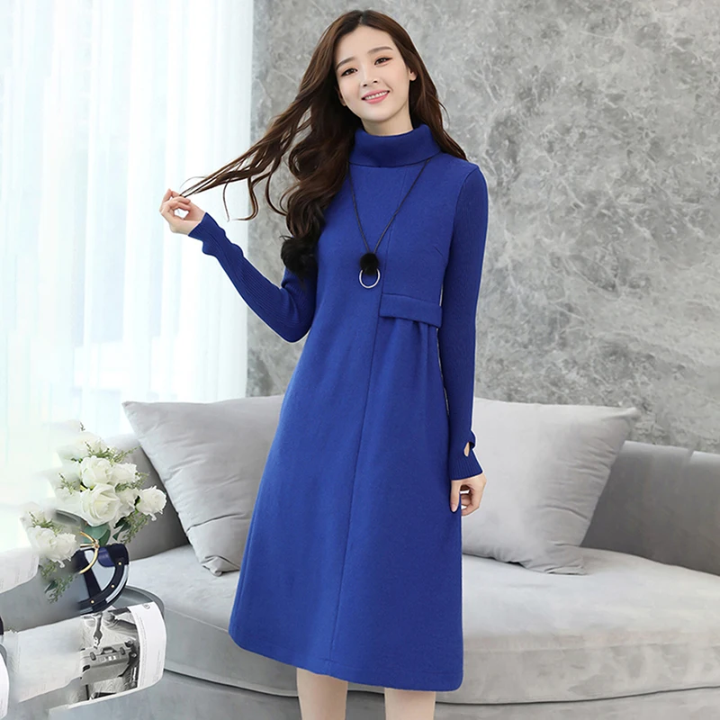 Женские зимние шерстяные платья 2020 зимнее повседневное длинное кашемировое