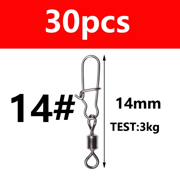 30pcs size 14 30 Вт, 20 штук морской рыбалки разъем Вращающийся шарнир из кирпечей из глины пин быстрые кнопки зажимы для рыболовной приманки рыболовные аксессуары для снаряжения - Цвет: 30pcs size 14