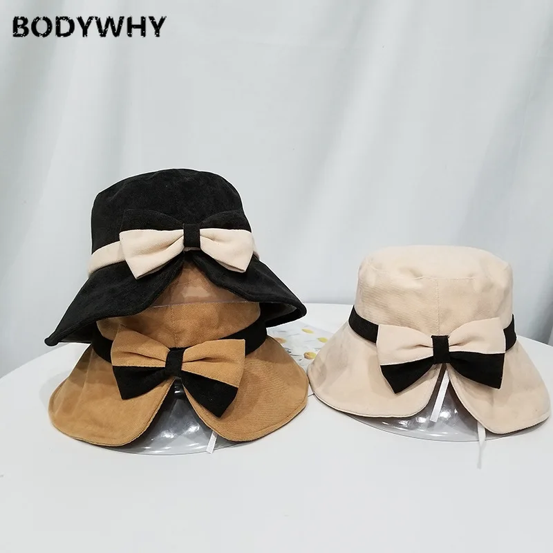 Women's Autumn and Winter Corduroy Hat Wild Art Letters Embroidery Fisherman Hat Japanese Soft Girl Small Basin Hat Tide