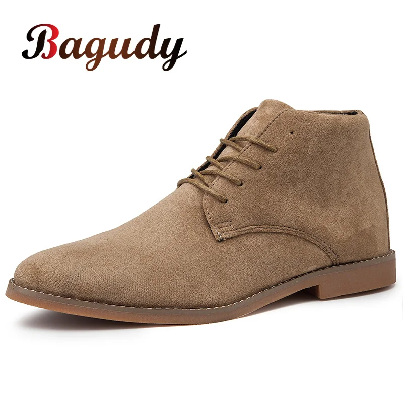 Мужские замшевые ботинки до щиколотки Черные Теплые ботильоны для верховой езды