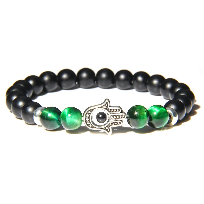Новый зеленый камень тигровый глаз &quotРука Фатимы&quot браслеты для женщин мужчин