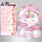 InMemory Новый дизайн Розовый Единорог тема круглый фон Обложка цветы Радуга Блестящий Фон стол Баннер пол плинтус чехлы