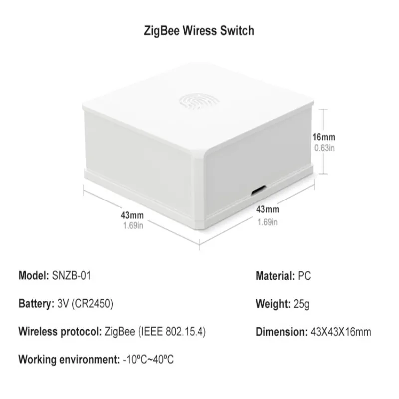 

SONOFF SNZB-01 Wireless Switch Smart Home Zigbee Version Handy Button Works With SONOFF ZigBee Bridge IFTTT EWeLink APP Dropship