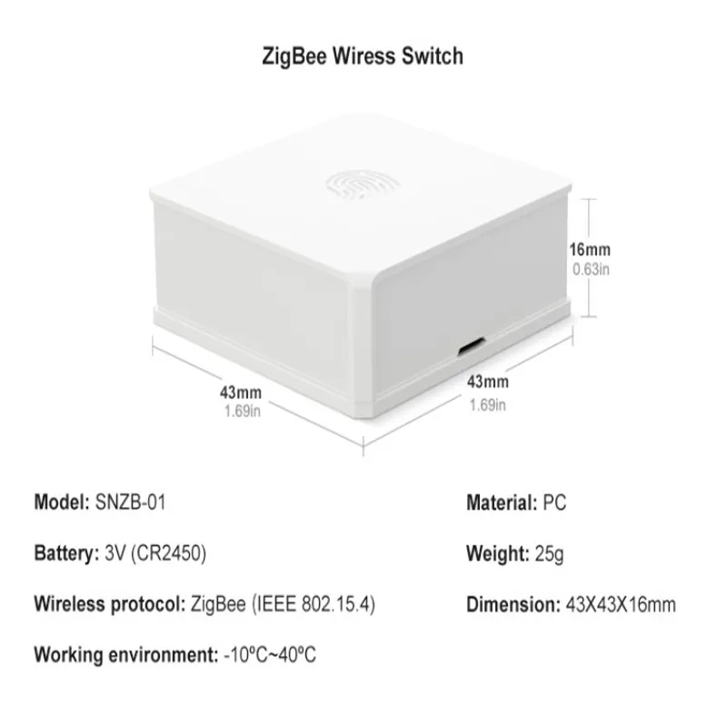 

SONOFF SNZB-01 Zigbee Wireless Mini Switch Low Battery Notification On E-WeLink APP Works With IFTTT For Smart Home Automation