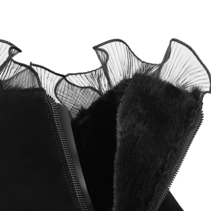 

ZVQ Winter New Fashion Sexy Ankle Boots Outside Super High Heels Pointed Toe Zip Kid Suede Women Shoes Drop Shipping Size 33-40