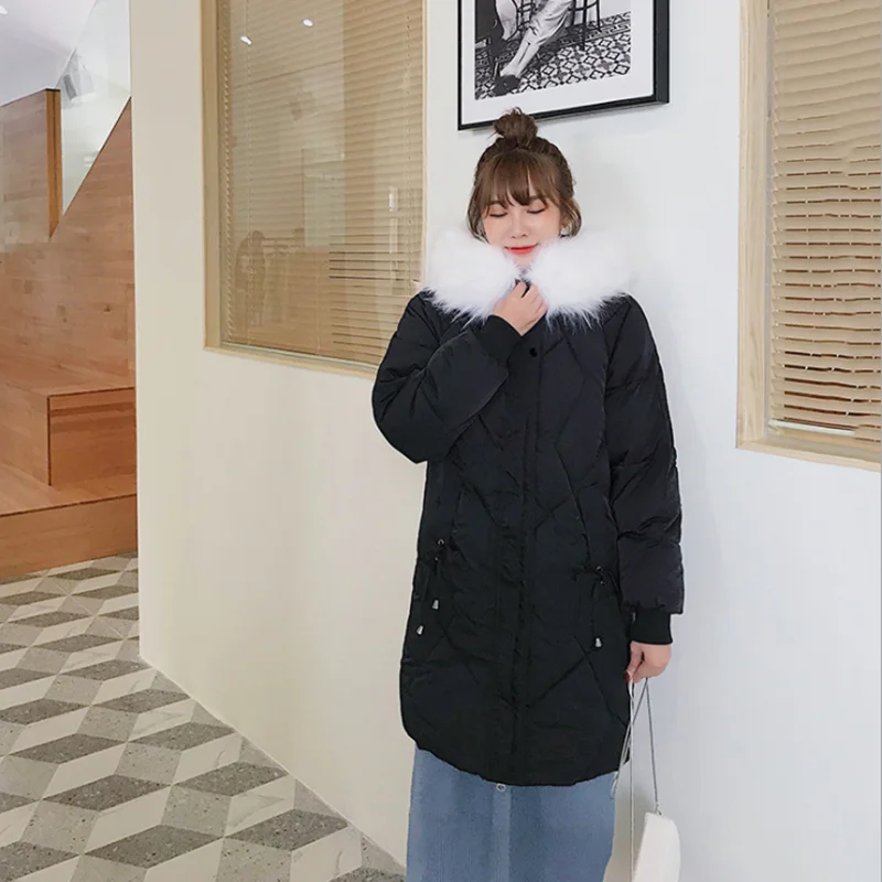 Зимняя женская новая парка средней длины Женская свободная пуховая куртка с