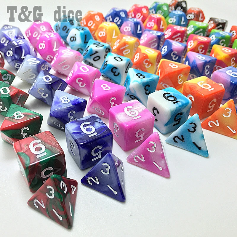 Разноцветные Игральные Кости Polyhedral 7 шт./компл. Игры игры в ролевые Dnd два