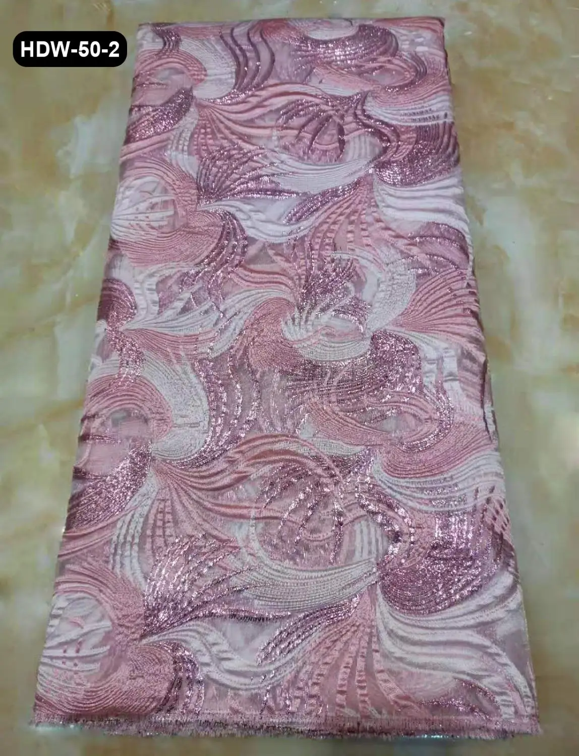

Milylace NEW Jacquard lace fabric gold color jacquard embroidery organza lace fabric 5 yards for party wedding HDW-50