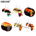 SOMESOOR, дизайн Африканской карты, деревянные серьги-подвески, животный мир, тирбал, жираф, слон, Рино, эко-арт, печать для женщин, подарки