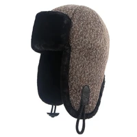 russia ushanka knitted winter hat for men 2021 thicken warm autumn faux fur thermal bombers hat earflap pilot trapper snow cap