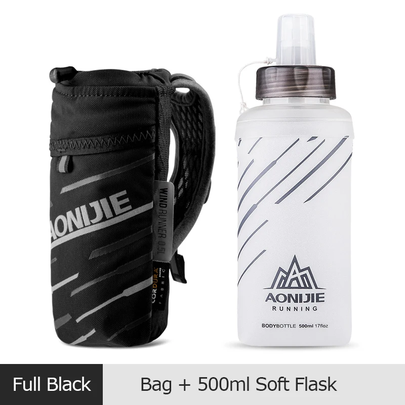 Black Bag and Flask AONIJIE E961 ручная быстрое сцепление быстрая укладка фляжка бутылка для воды сумка 6," держатель телефона сумка Гидратация пакет для марафона - Цвет: Black Bag and Flask