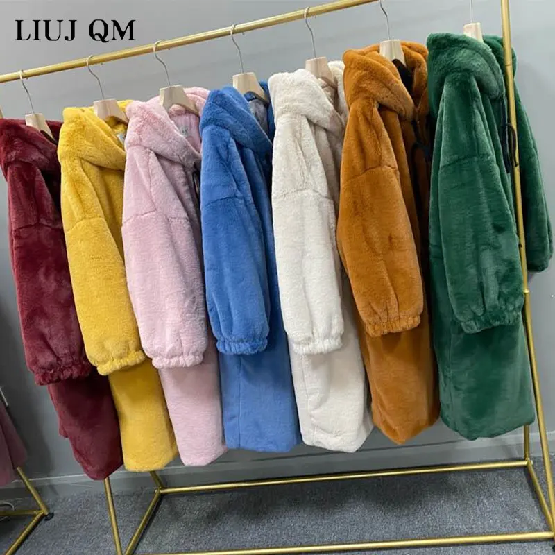 

2021 Women Parka Winter clothes New Oversize Faux Fur Coat Thick Warm Long Fur Jacket Hooded Overcoat Plush Coat Winter Jackets