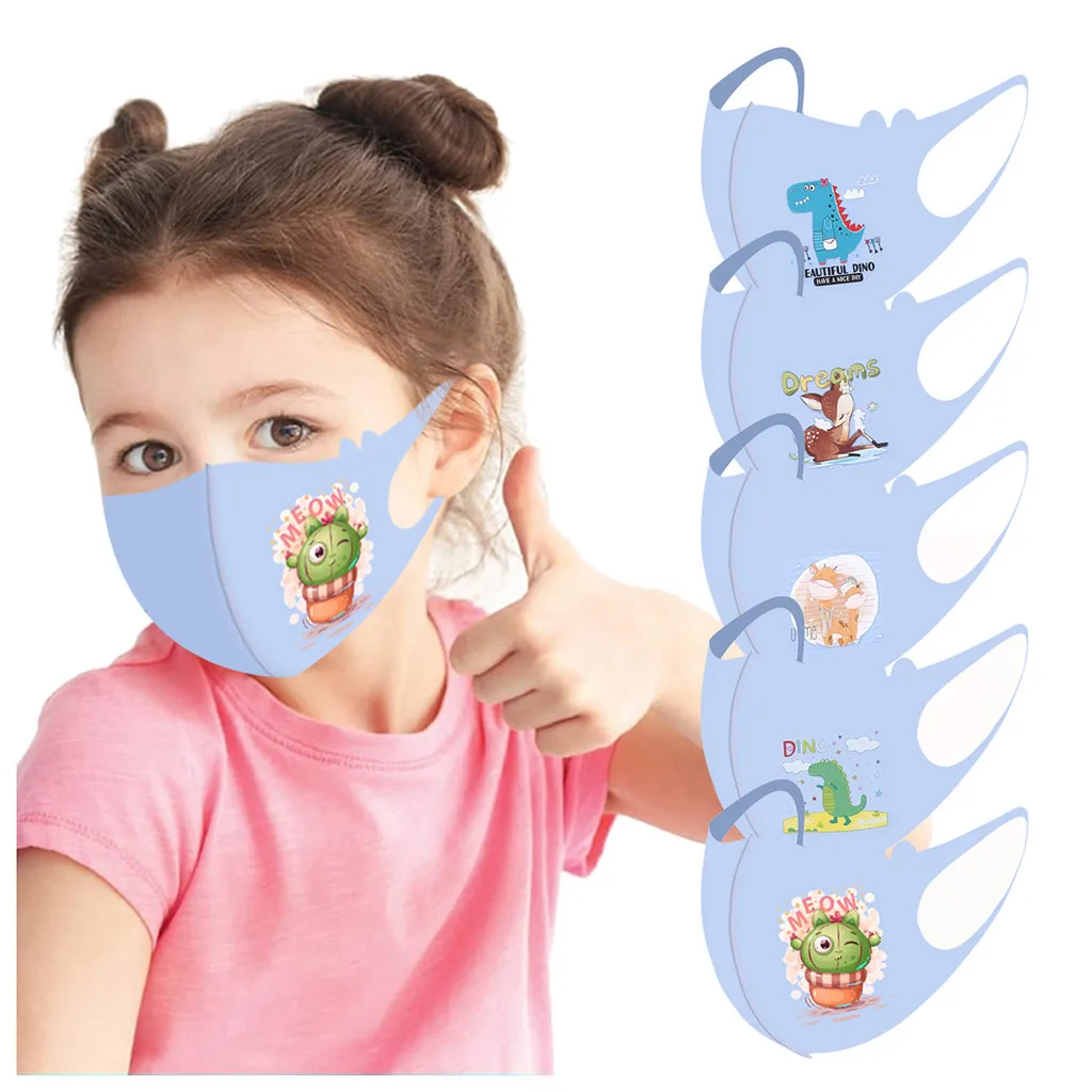 

1Pcs Children's Kids Facemask Washable Adjustable Cartoon Print Mask Cover Dustproof Face Mouth Cover mascarilla lentejuelas