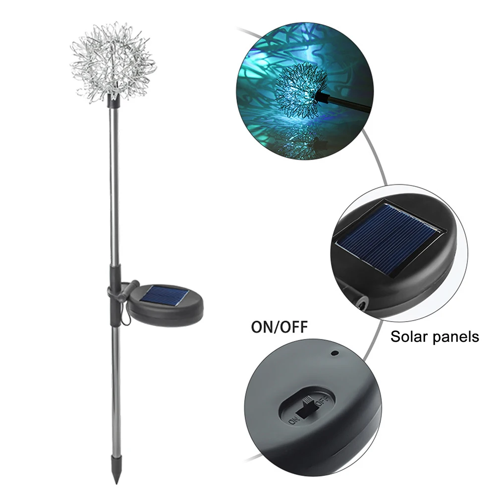 

4pcs Pathway Decor Solar Light LED Ball Landscape Driveway Patio Porch Yard Stake Stainless Steel Outdoor Garden Lawn Waterproof