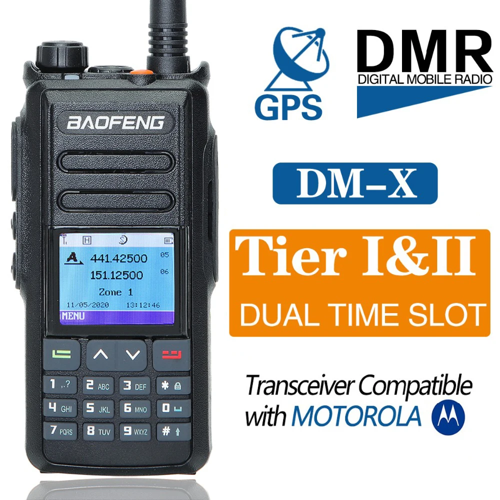 

Baofeng DM-X GPS Tier 1&2 tier II Dual Time Slot DMR Digital/Analog Upgrade Walkie Talkie Portable Radio of DM-1702 Radio