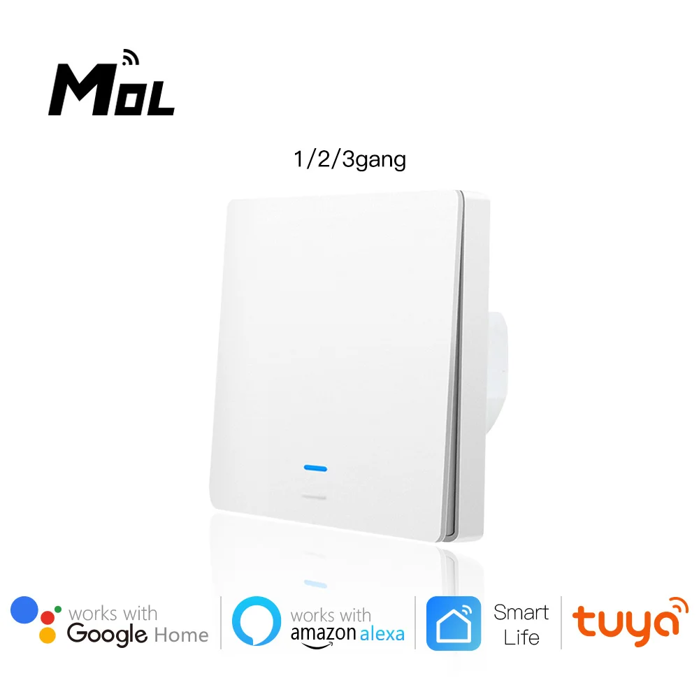 

Tuya WiFi Smart Switch 86 EU Light Switch Work with Alexa Google Home 1 gang 2200W Wall Switch Voice Control Smart Life APP
