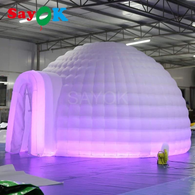 Гигантская надувная Праздничная палатка Dia 5 м купольная Igloo с 17-цветсветодиодный