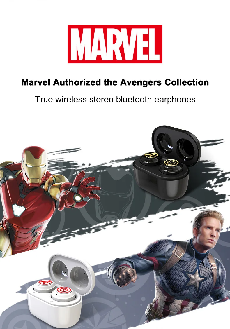 Беспроводные стереонаушники TWS с сертификатом Marvel Капитан Америка Bluetooth V5.0