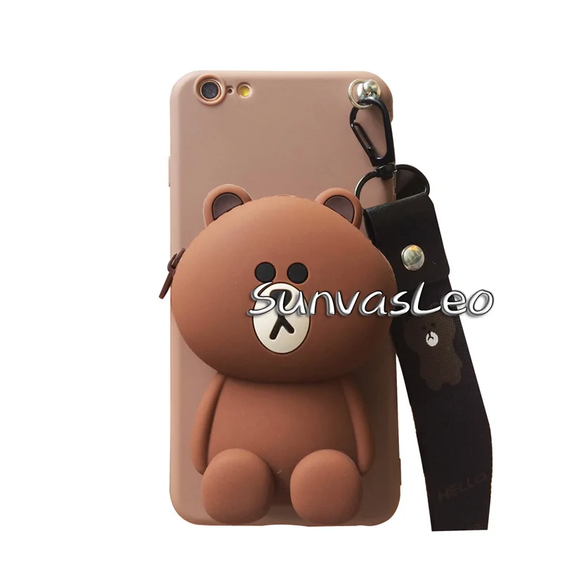 Brown Bear Для samsung Galaxy J4 J6/Plus J8 Note8 Note9 Note10 Pro 3D Кошелек Мягкий силиконовый чехол с мультяшным животным для телефона - Цвет: Brown Bear
