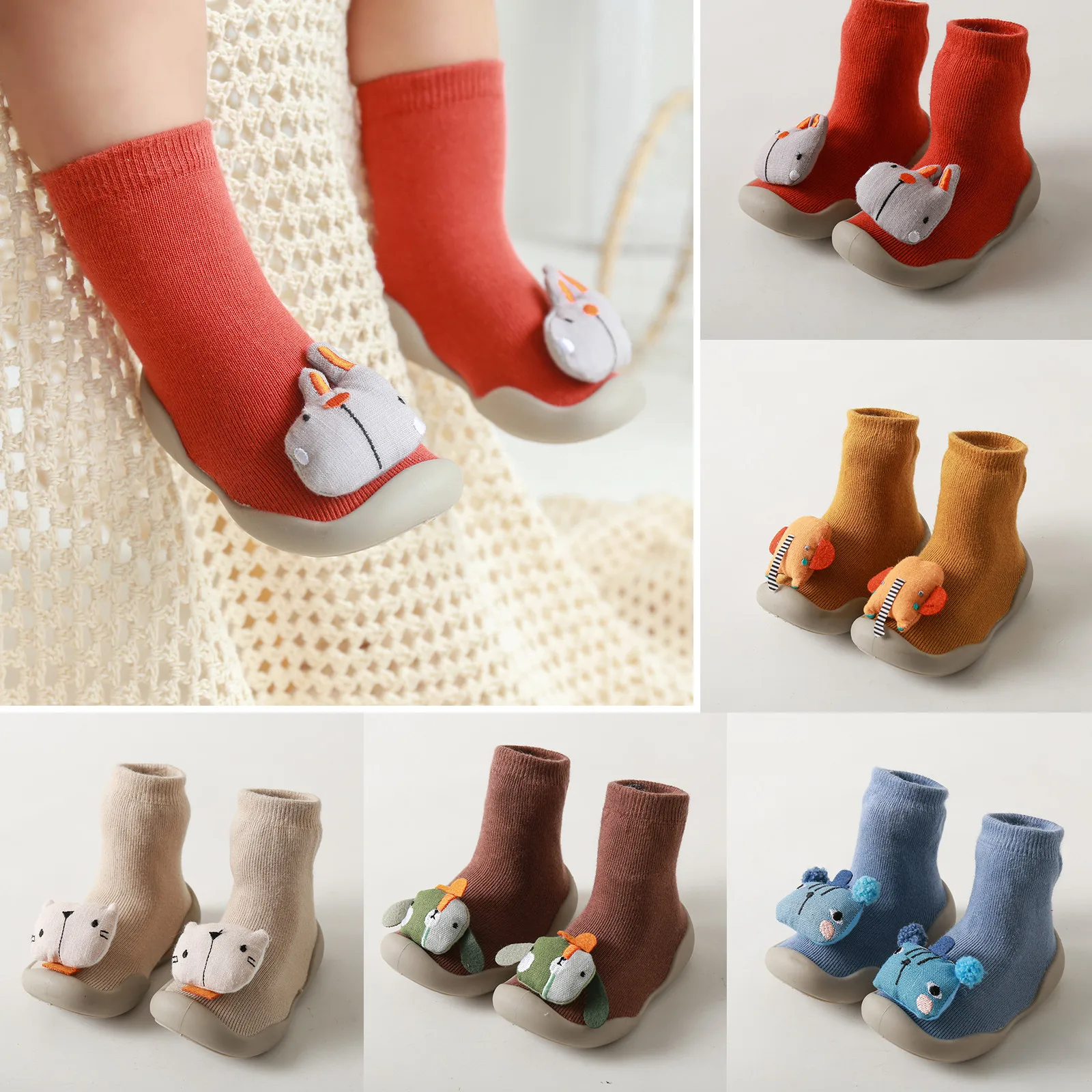 

Детские, для малышей, для маленьких мальчиков и девочек, Вязаная Мягкая подошва, резиновая обувь, носки, тапочки, чулки