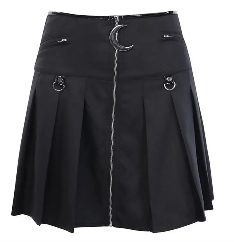 Skirts UIDEAZONE готические женские юбки в стиле панк, готика, темные женские Мини плиссированные юбки на молнии, осень, уличная одежда - Цвет: Skirts