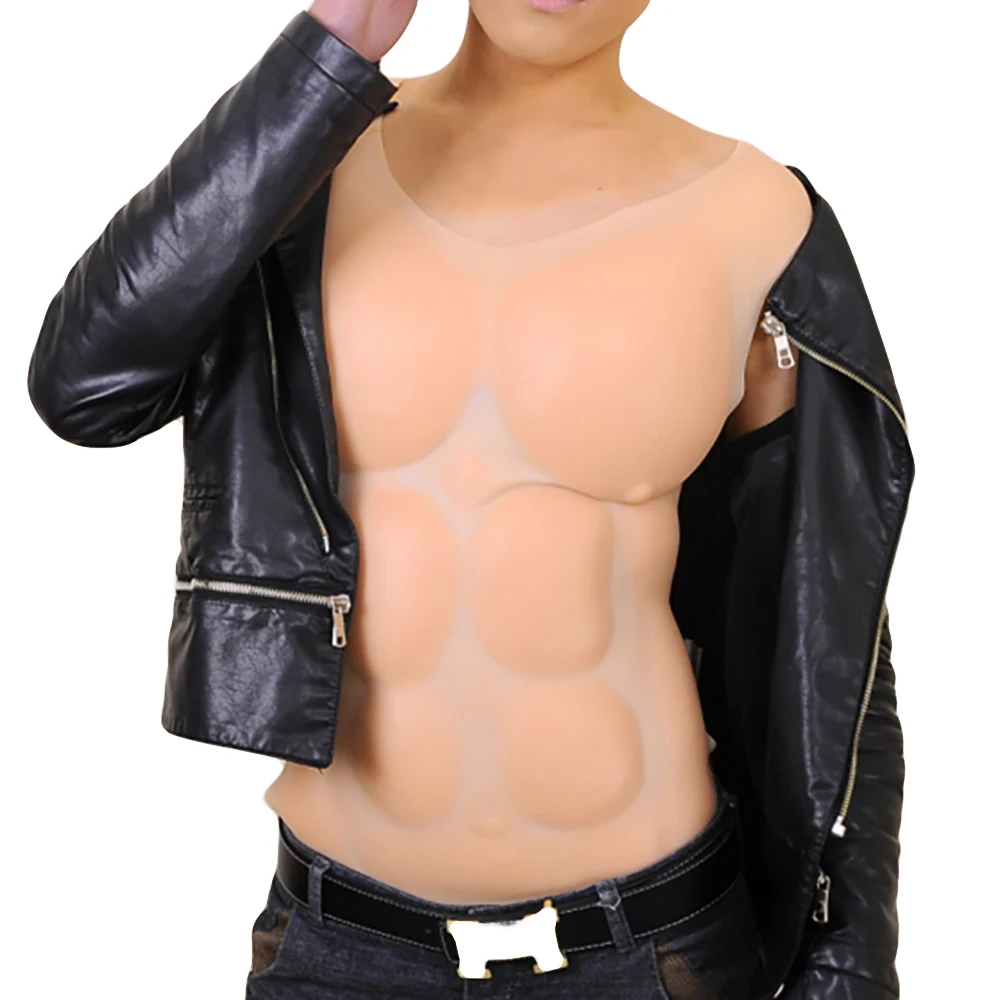 

2100g Fake Silicone Chest Muscle Belly Simulation Muscles Body Shaper Men Cosplay Dress Halloween Srong Man Liquid Artificial