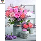 XUEQIXIAOZU полностью круглые розы и ваза Алмазная вышивка 5D Сделай Сам Алмазная мозаика для украшения дома