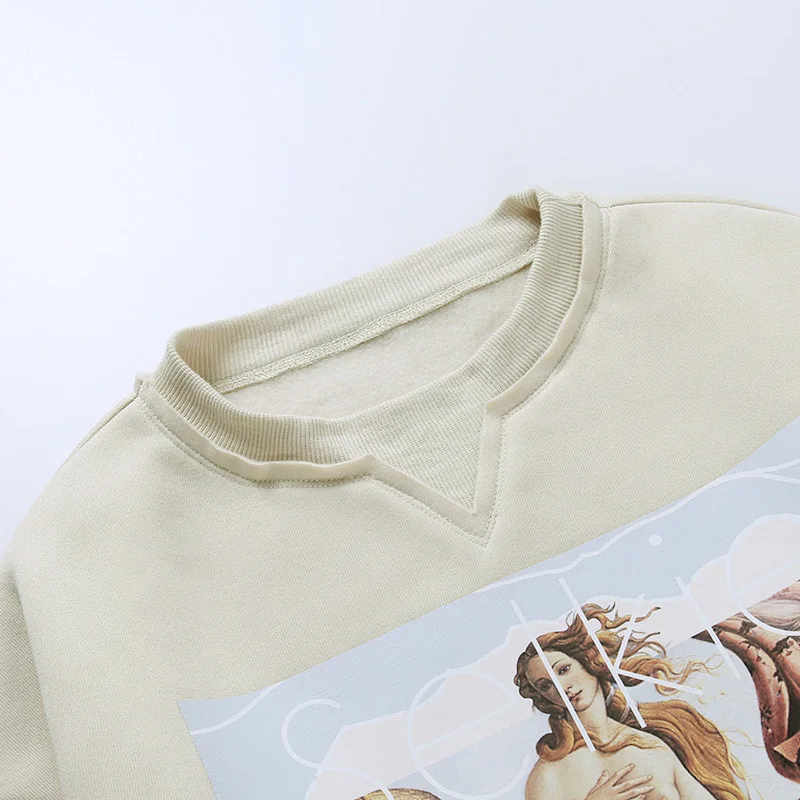 

2020 Autumn Winter New Round Neck Hipster Loose Venus Oil Painting Style Pullover Sweatshirt Women