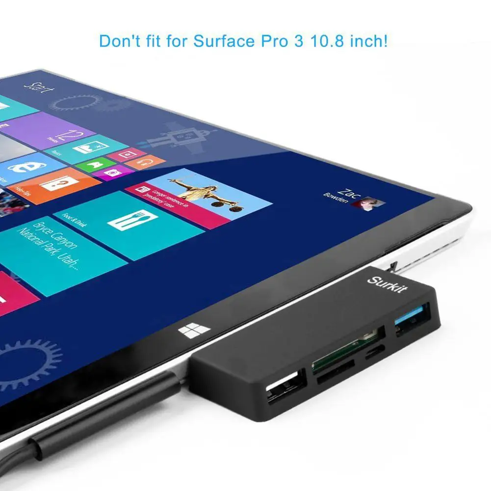 Usb-хаб для Microsoft Surface Pro 3/4 USB 3 0 2 мыши или клавиатуры со слотом карт SD(HC) и