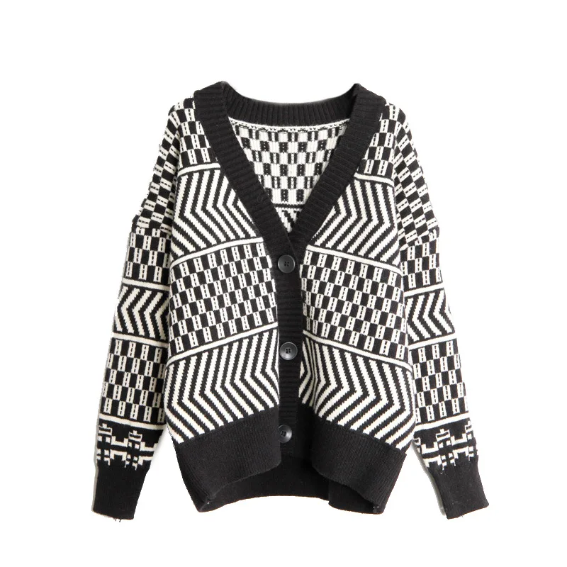 2018 Женский Повседневный полосатый вязаный кардиган винтажный короткий Стильный